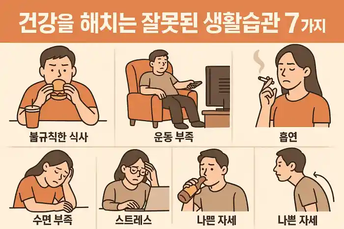 건강을 해치는 잘못된 생활습관 7가지