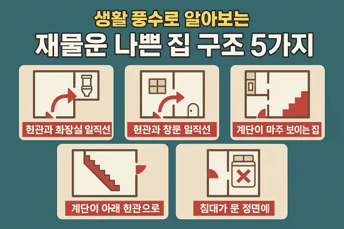 재물운 떨어뜨리는 집 구조 5가지