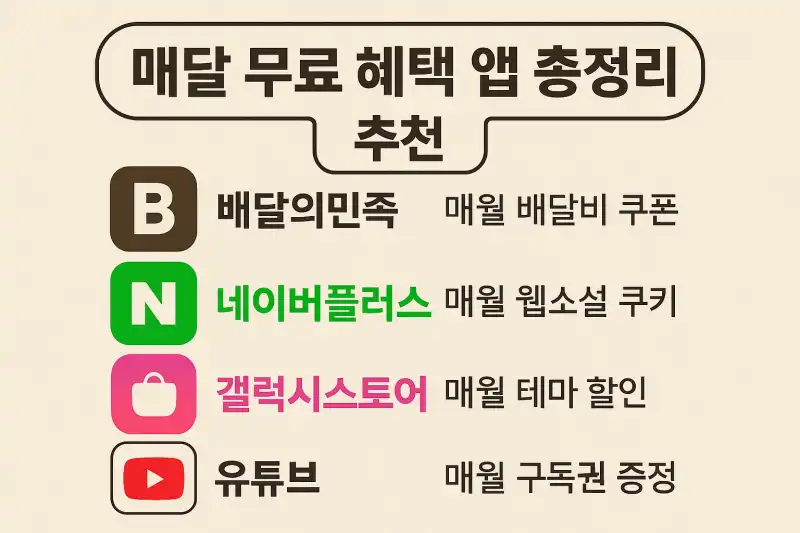 매달 무료 혜택 앱 총정리 추천