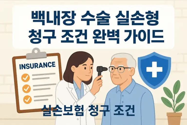 백내장 수술 실손보험 청구 조건 완벽 가이드