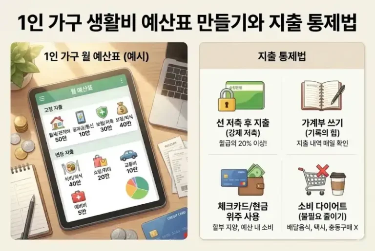 1인 가구 생활비 예산표 만들기와 지출 통제법