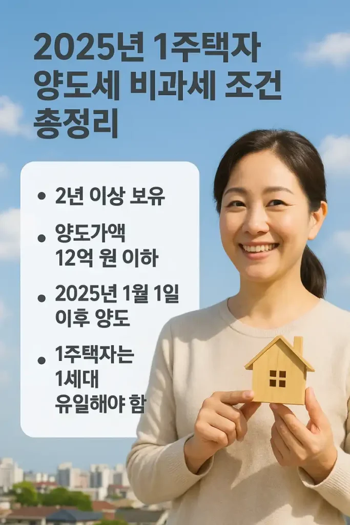 2025년 1주택자 양도세 비과세 조건 총정리