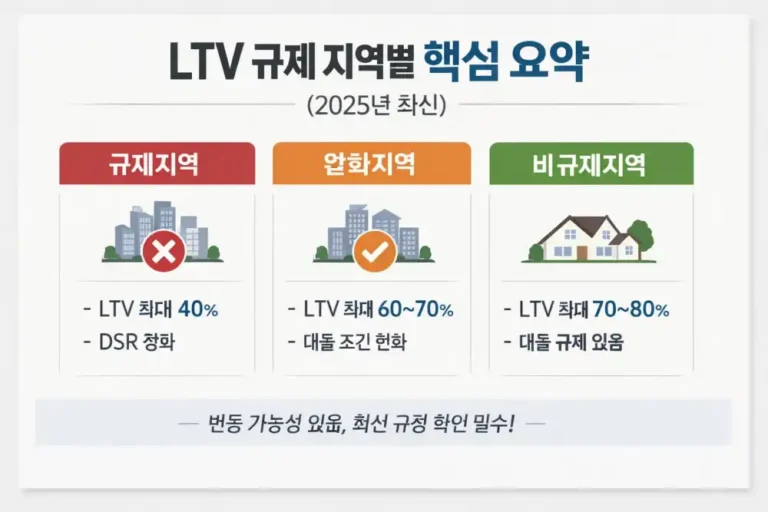 LTV 규제 지역별 핵심 요약 (2025년 최신)