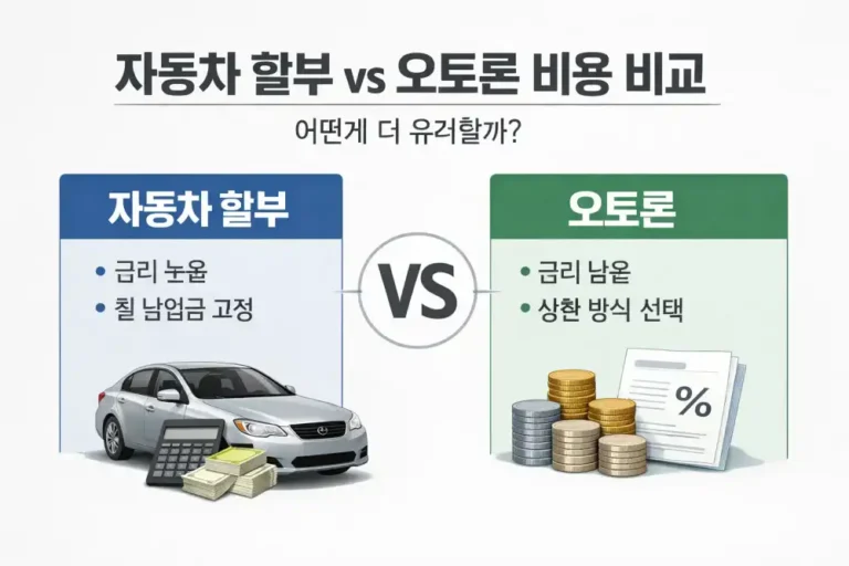 자동차 할부 vs 오토론 비용 비교 핵심 정리