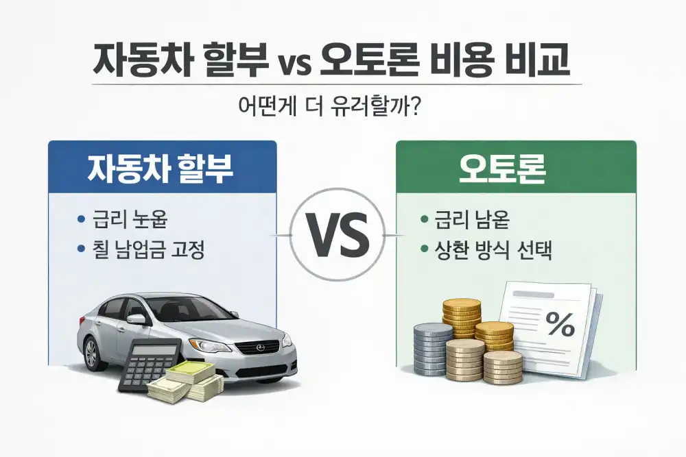 자동차 할부 vs 오토론 비용 비교 핵심 정리