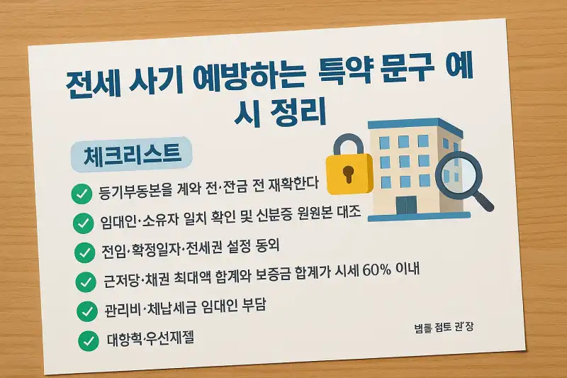 전세 사기 예방하는 특약 문구 예시 정리