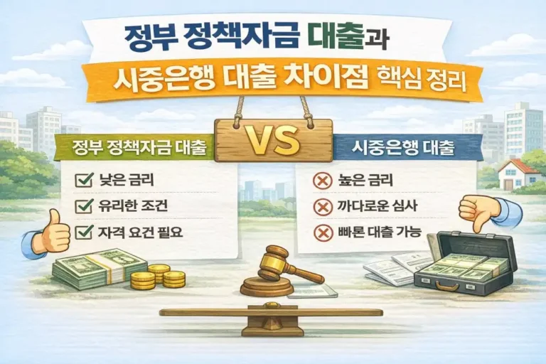 정부 정책자금 대출과 시중은행 대출 차이점 핵심 정리