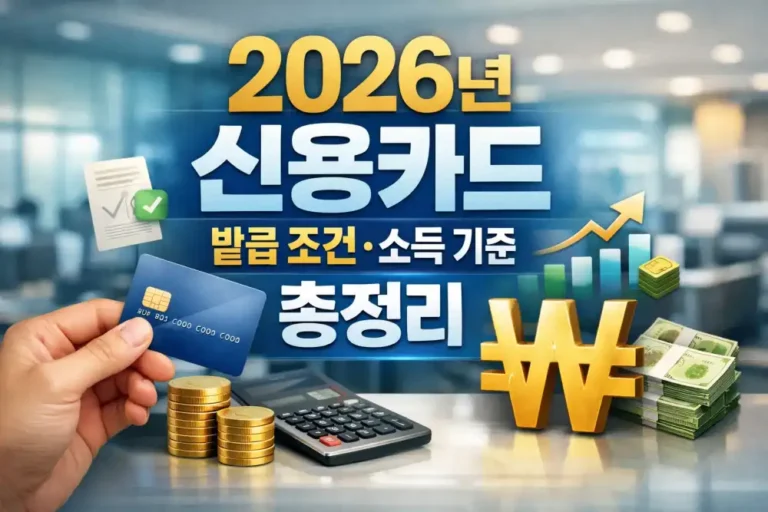2026년 신용카드 발급 조건과 소득 기준 총정리