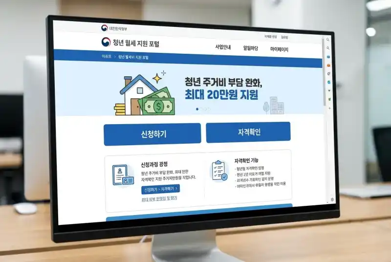 복지로 청년월세 지원 신청 메인 페이지