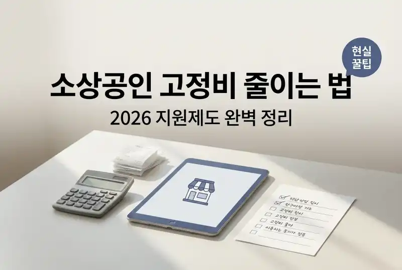 소상공인 고정비 부담 줄일 방법 궁금하세요? 2026 지원제도 완벽가이드
