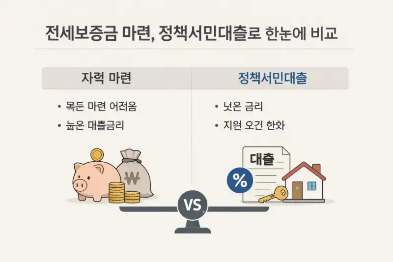전세보증금 마련, 정책서민대출로 한눈에 비교