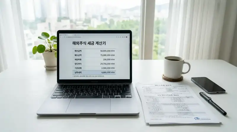 세금 계산 책상 장면