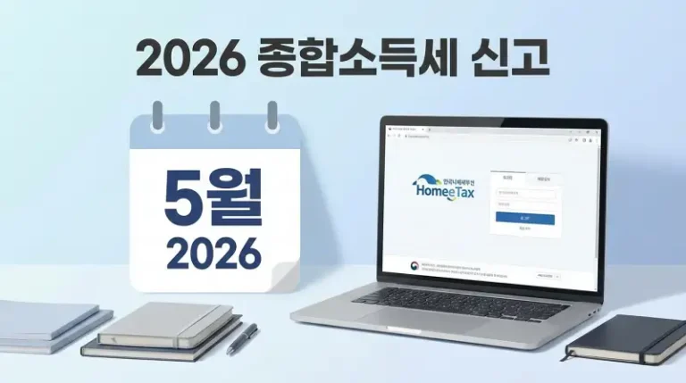 2026년 5월 달력 + 홈택스 로그인 화면
