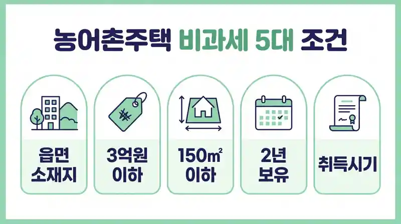 농어촌주택 비과세 5대 조건 인포그래픽