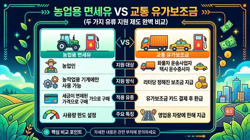 농업용 vs 운수업 비교 카드뉴스