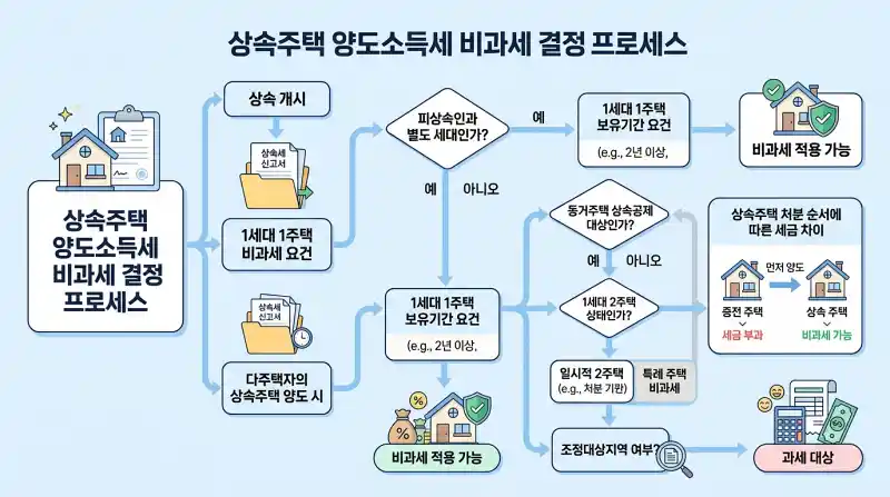 상속주택 양도소득세 비과세 판단 흐름도