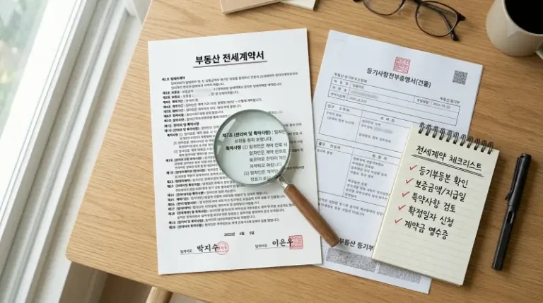 전세계약서 오버헤드샷 실사