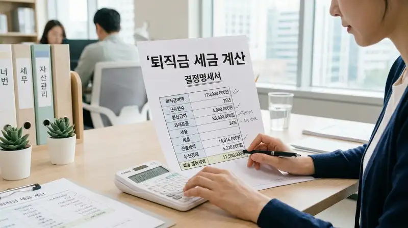 퇴직금 세금 계산 장면