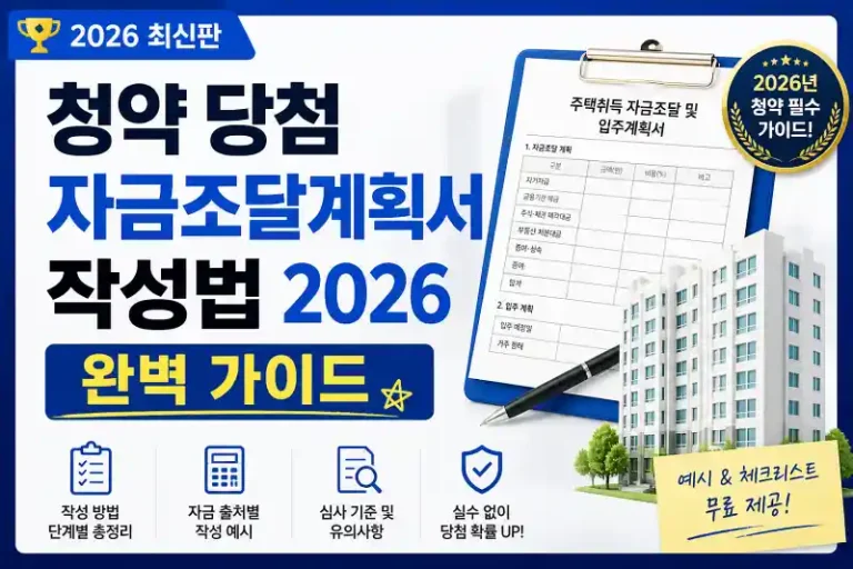 청약 당첨 자금조달계획서 작성법 2026 완벽 가이드