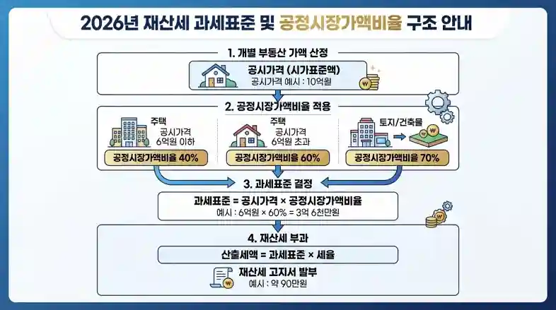 2026년 재산세 과세표준 공정시장가액비율 계산 구조 설명 이미지